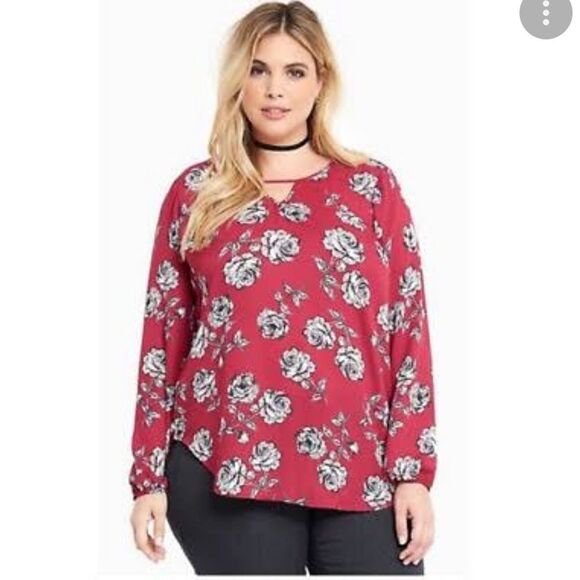Torrid size 0 (large) keyhole floral blouse - Picture 1 of 9